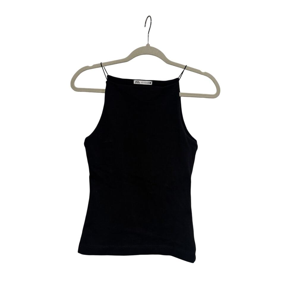 Zara Black Halter Neck Sleeveless Top S - Picture 2 of 6